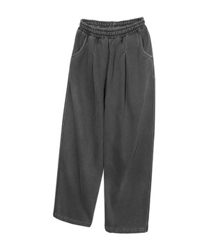 피그먼트 원턱 와이드 스웨트 팬츠_골든그레이