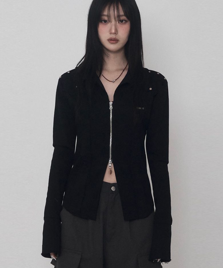 데미지 아일렛 코르셋 자켓 (블랙)