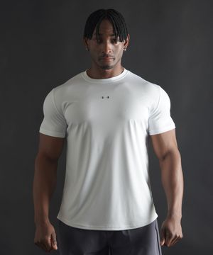 머슬핏 퀵드라이 로고 숏 슬리브 - 화이트