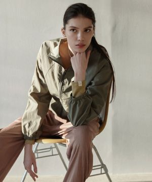 여성 요가복 DEVI-O0019-카키 필라테스 파인 스트링 윈드자켓