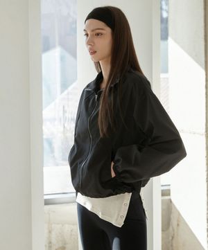 여성 요가복 DEVI-O0019-블랙 필라테스 파인 스트링 윈드자켓