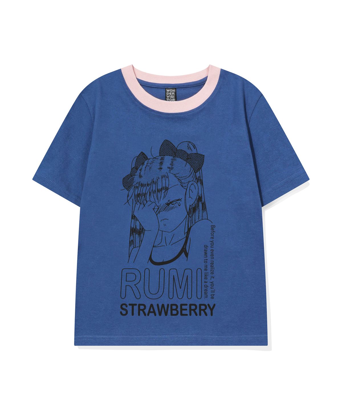 원더비지터(WONDERVISITOR) RUMI crop T-shirt [Navy]
