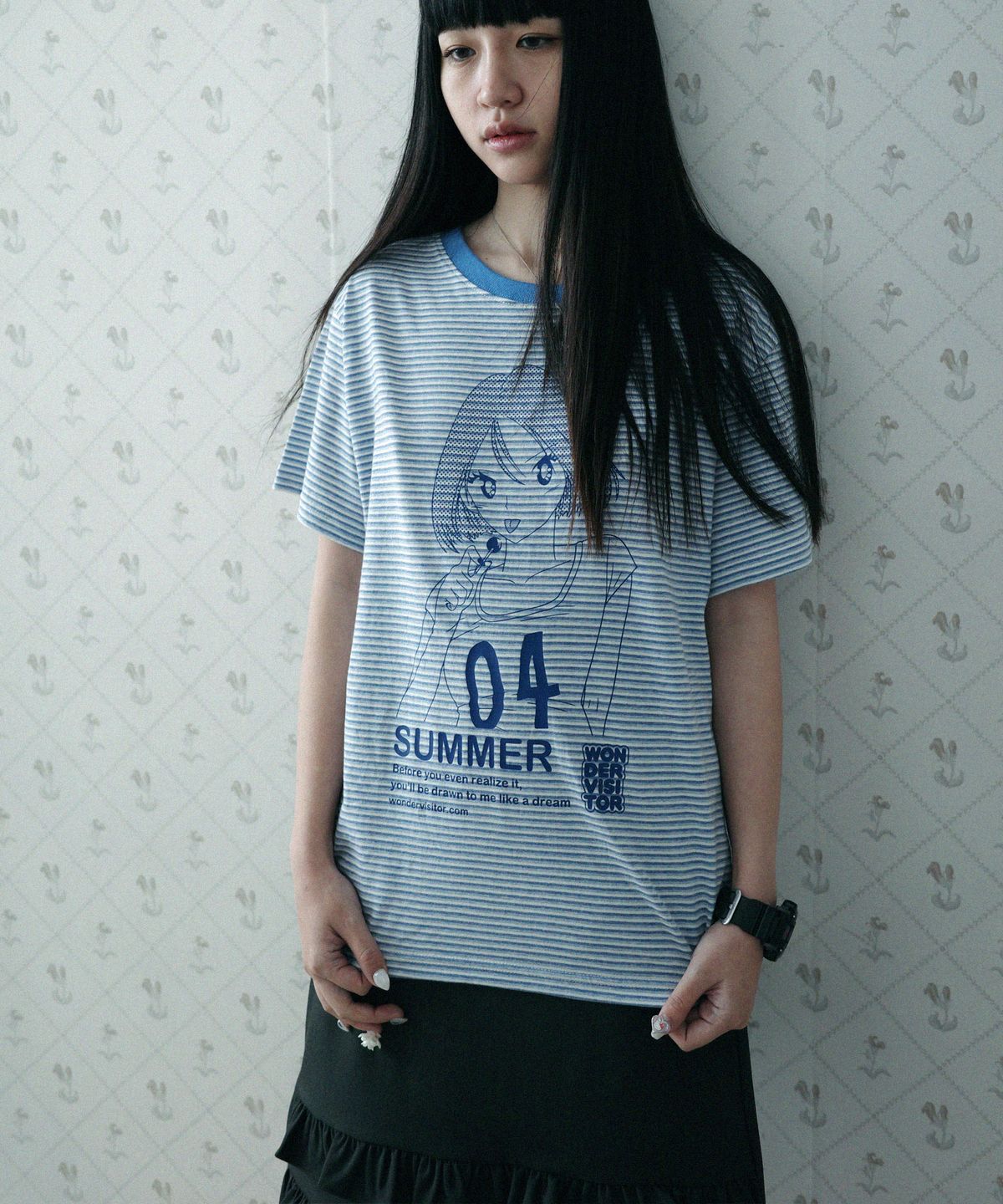 원더비지터(WONDERVISITOR) SUMMER pfp T-shirt [Blue]