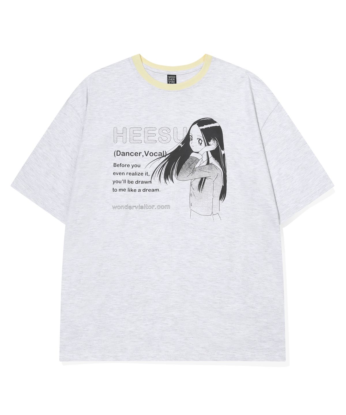 원더비지터(WONDERVISITOR) HEESU pfp Overfit T-shirt [Light grey]