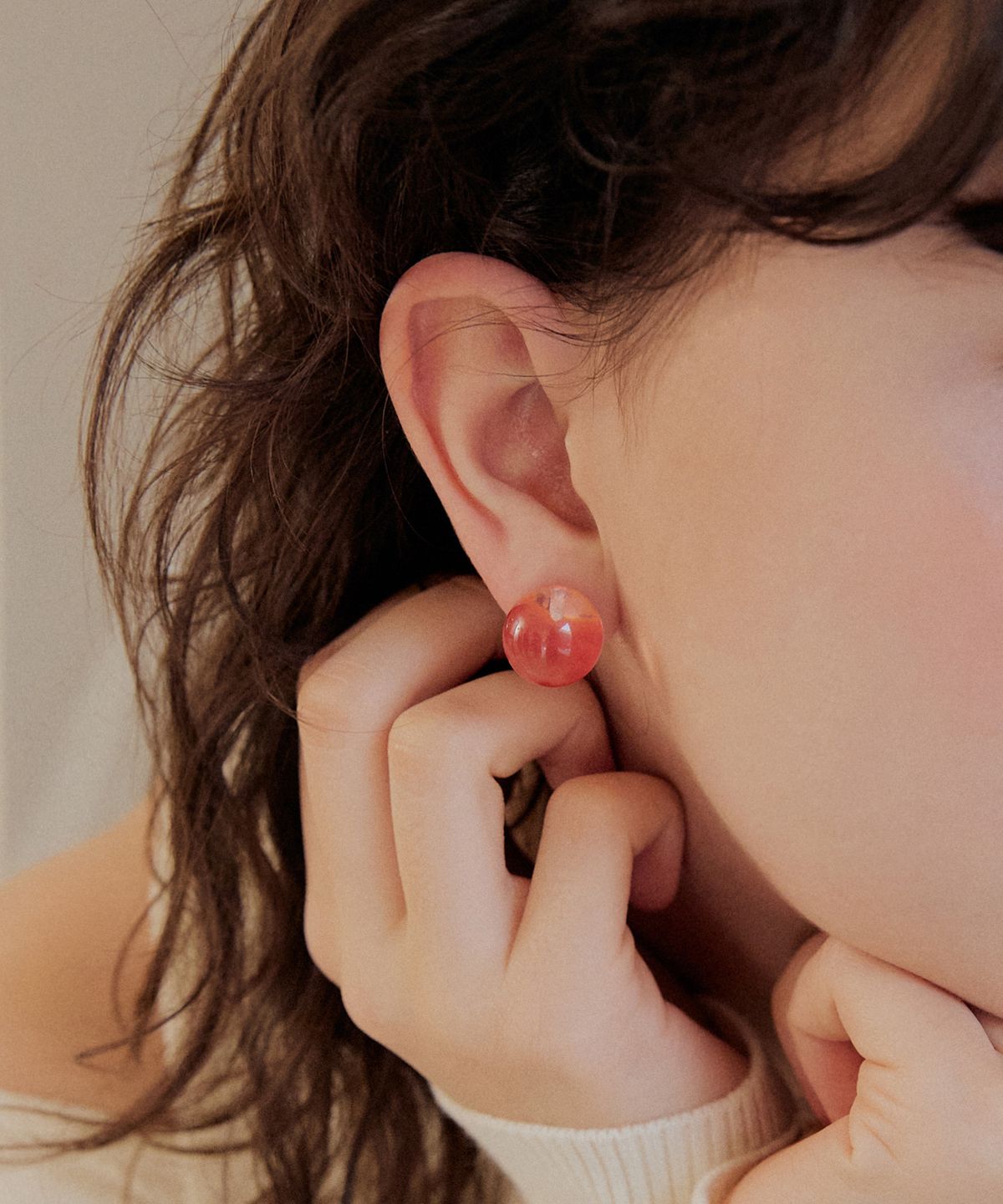 어다울(ADAUL) Glass acrylic candy ball earring - 3color