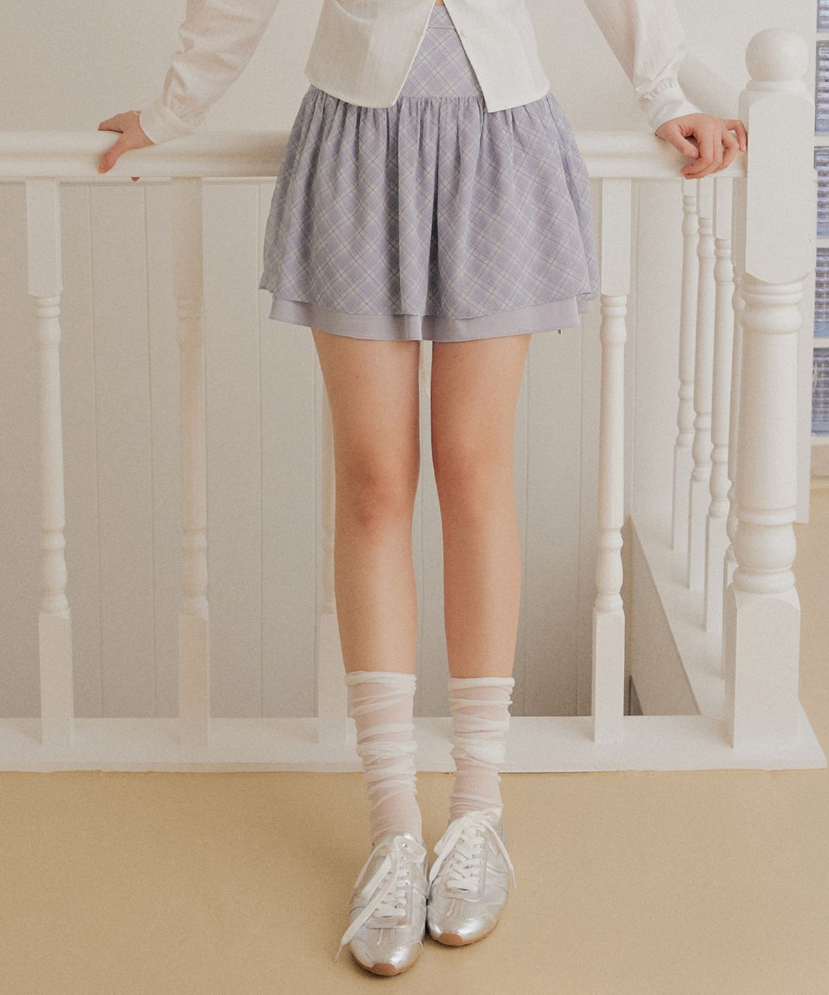 어다울(ADAUL) Balloon flare mini skirt - blue
