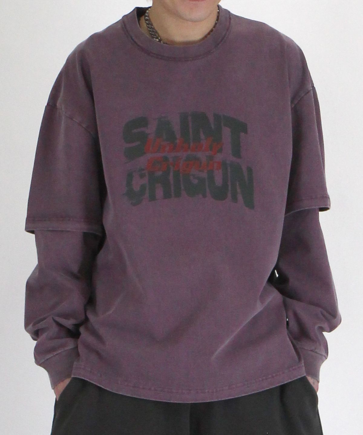크리건(CRIGUN) Pigment Sleeve 레이어드 긴팔티 (2color)
