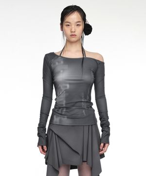 HALTER SLIM FIT LONG SLEEVE CHARCOAL