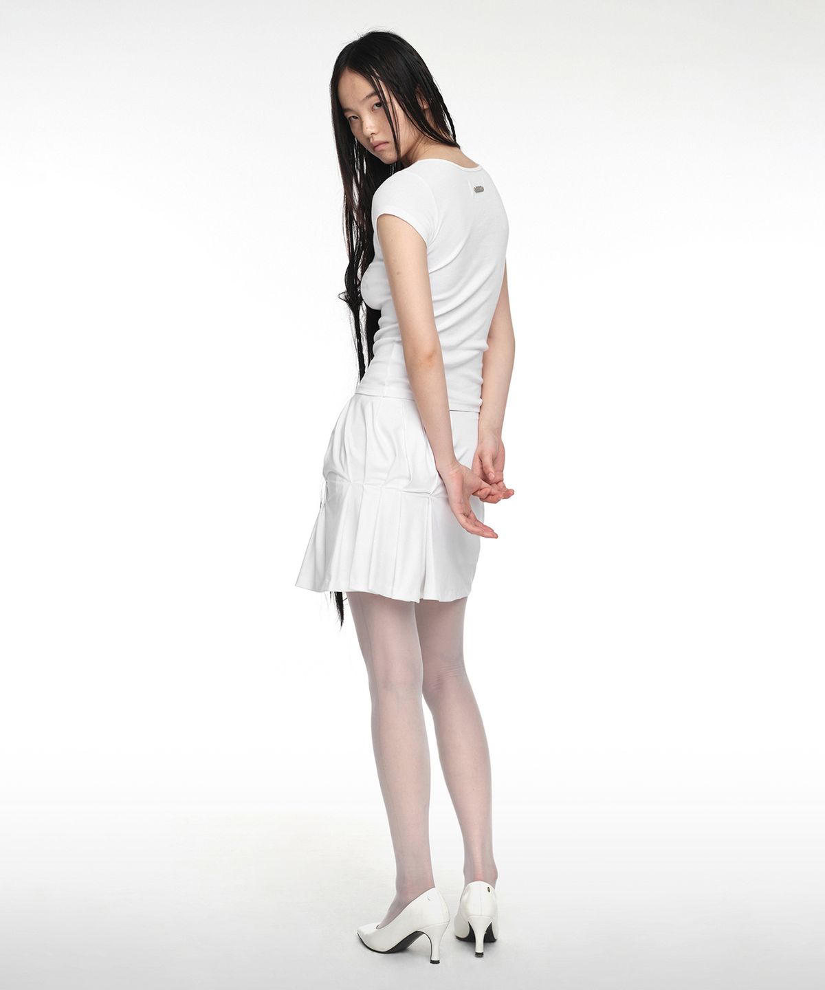 나체(NACHE) FOLDED MINI SKIRT IVORY