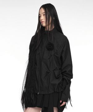 PINTUCK WIND BREAKER (UNISEX) BLACK