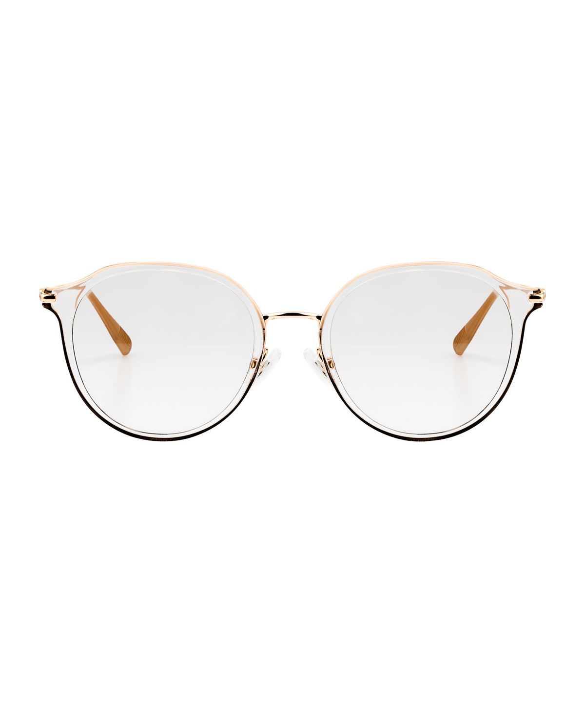 헌터 아이웨어(HUNTEREYEWEAR) [WOMAN] 라운드 티타늄 콤비 선글라스 - 투명피치 HTB11
