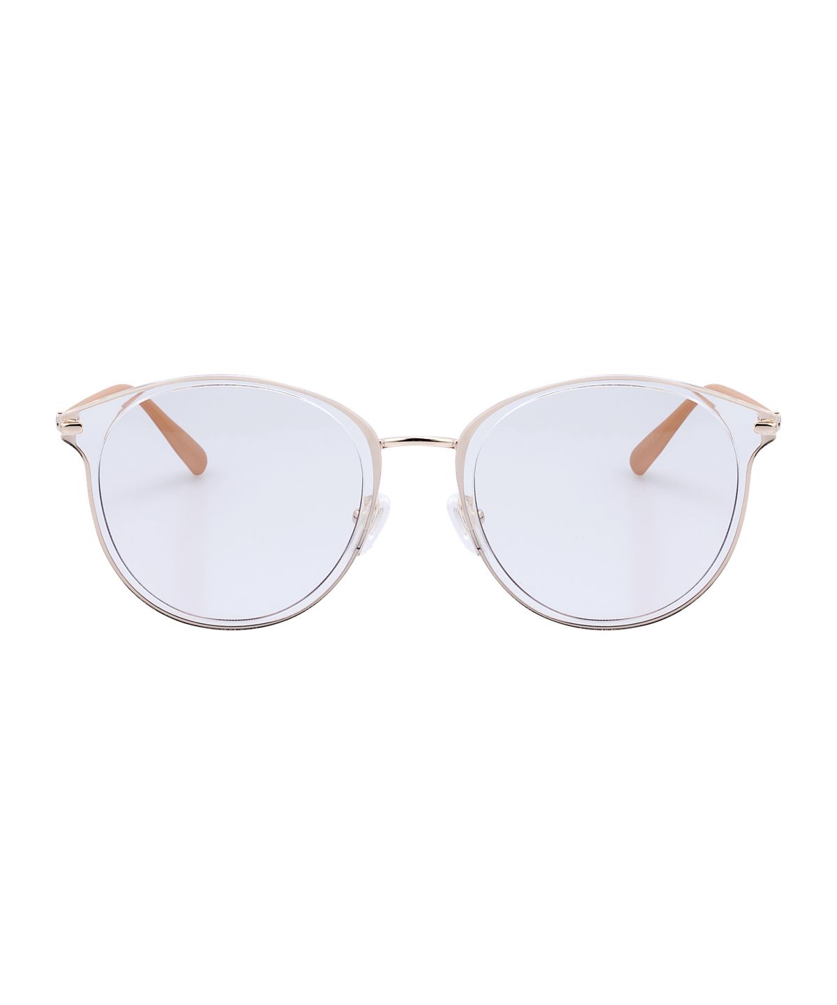 헌터 아이웨어(HUNTEREYEWEAR) [WOMAN] 라운드 오버사이즈 콤비 선글라스 - 투명피치 HTB12