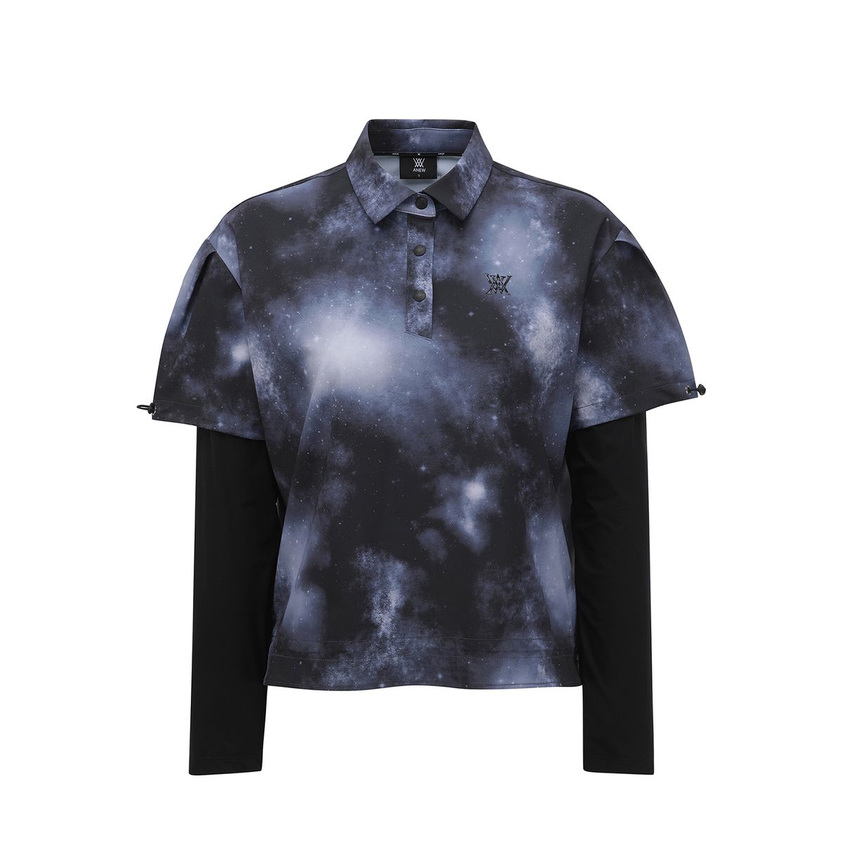 어뉴골프(ANEW GOLF) WOMEN SP LAYERED PATTERN LONG T-SHIRT_BK