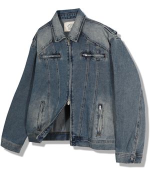 빈티지 워싱 라인 트러커자켓