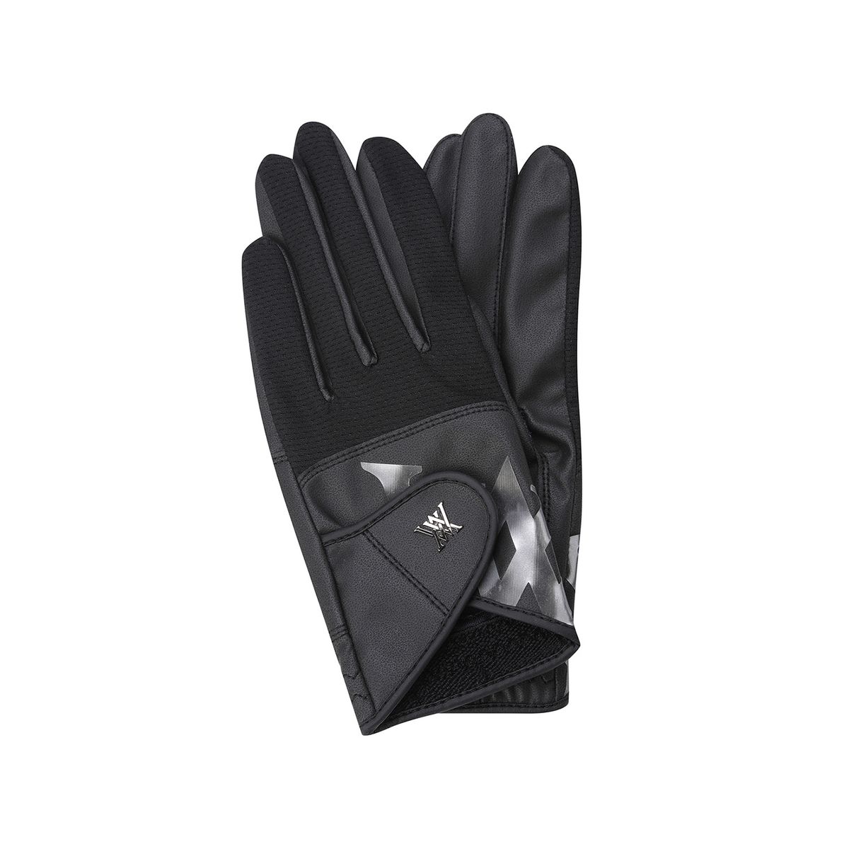 어뉴골프(ANEW GOLF) WOMEN PAIR MESH LOGO POINT GLOVE_BK