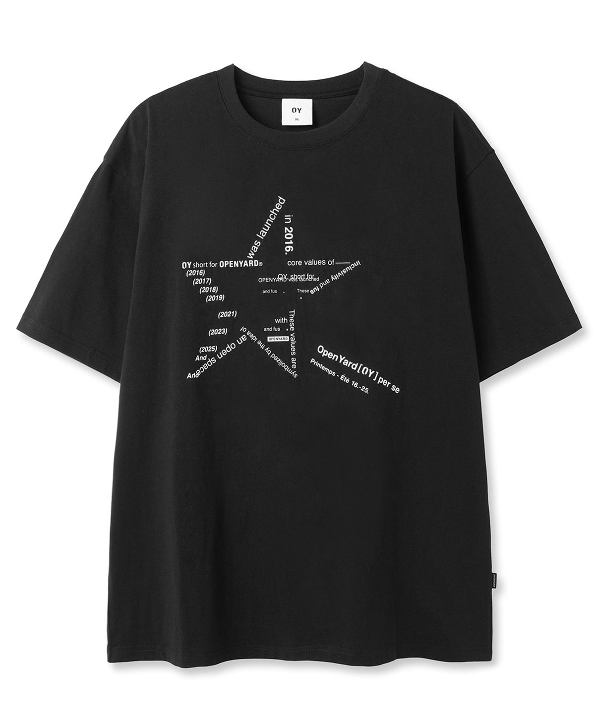 오픈야드(오와이)(OPENYARD(OY)) TYPO STAR TEE - BLACK
