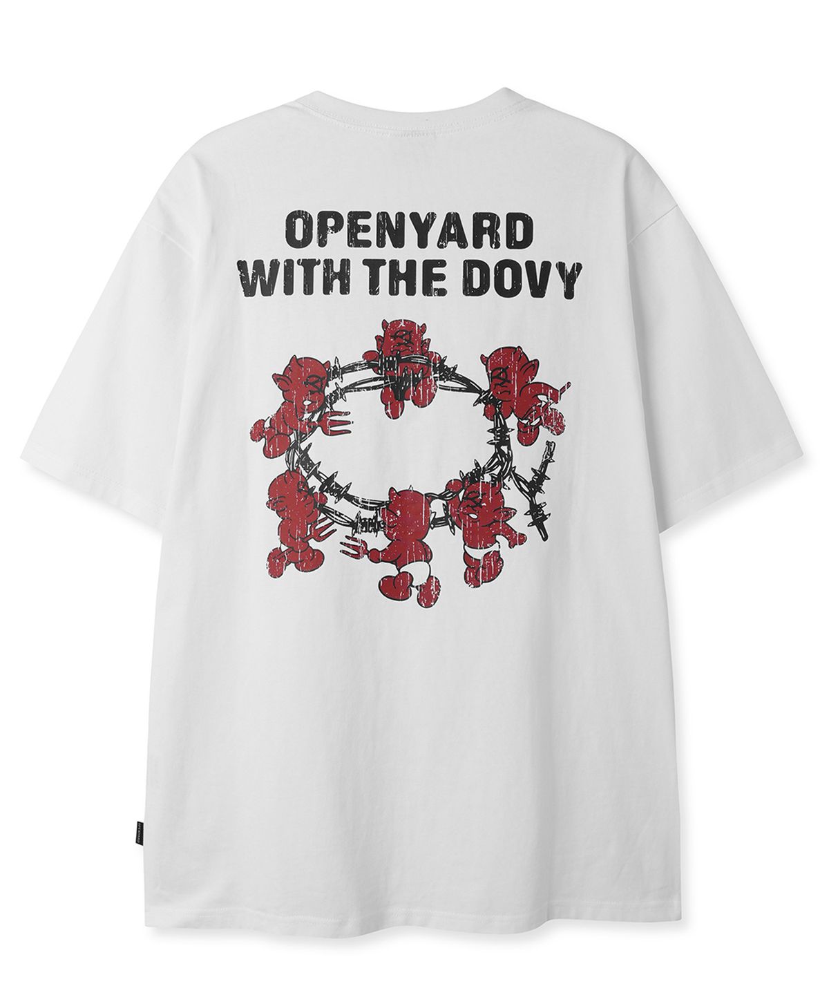 오픈야드(오와이)(OPENYARD(OY)) BARBED LOGO DOVY TEE - WHITE