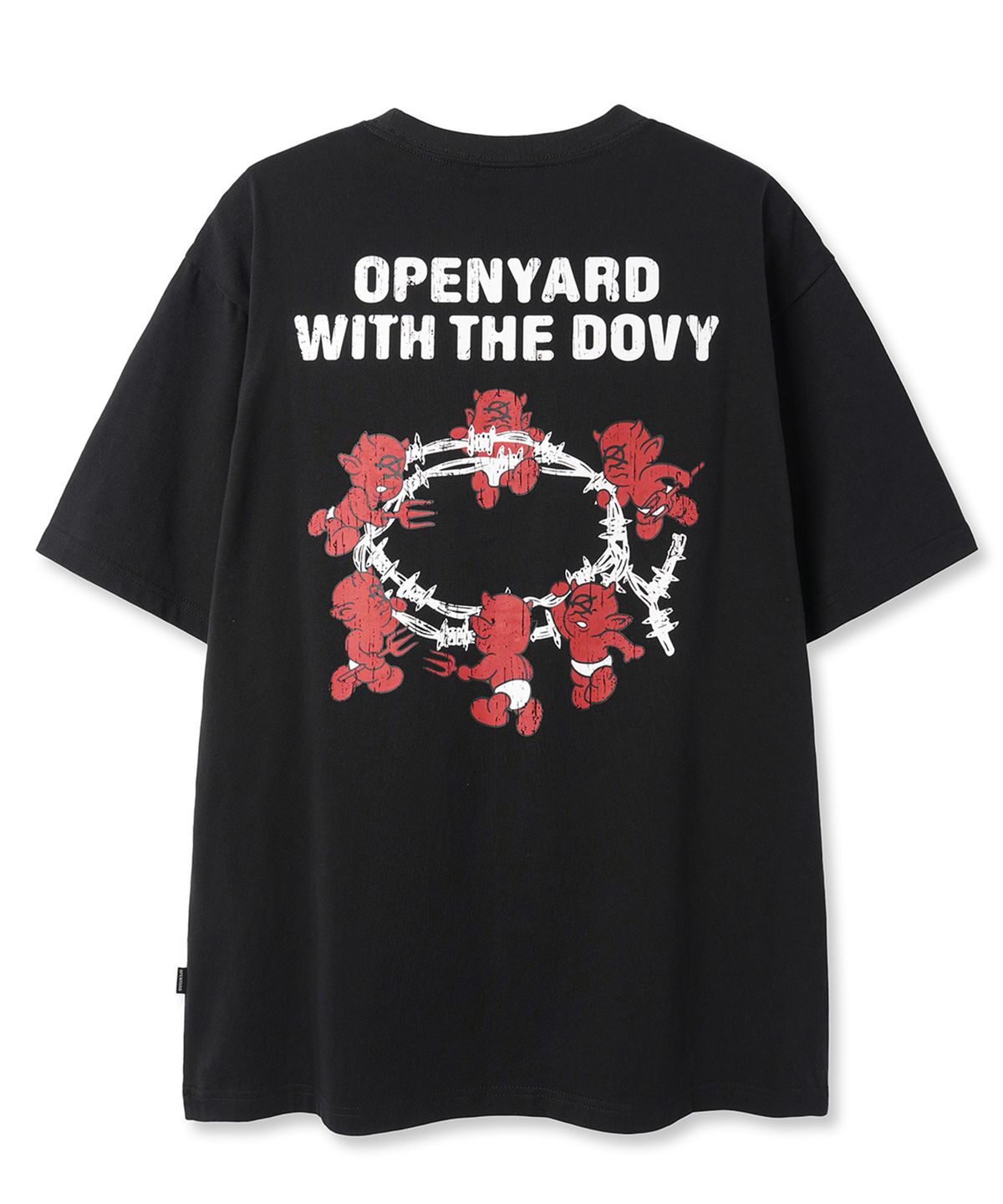 오픈야드(오와이)(OPENYARD(OY)) BARBED LOGO DOVY TEE - BLACK