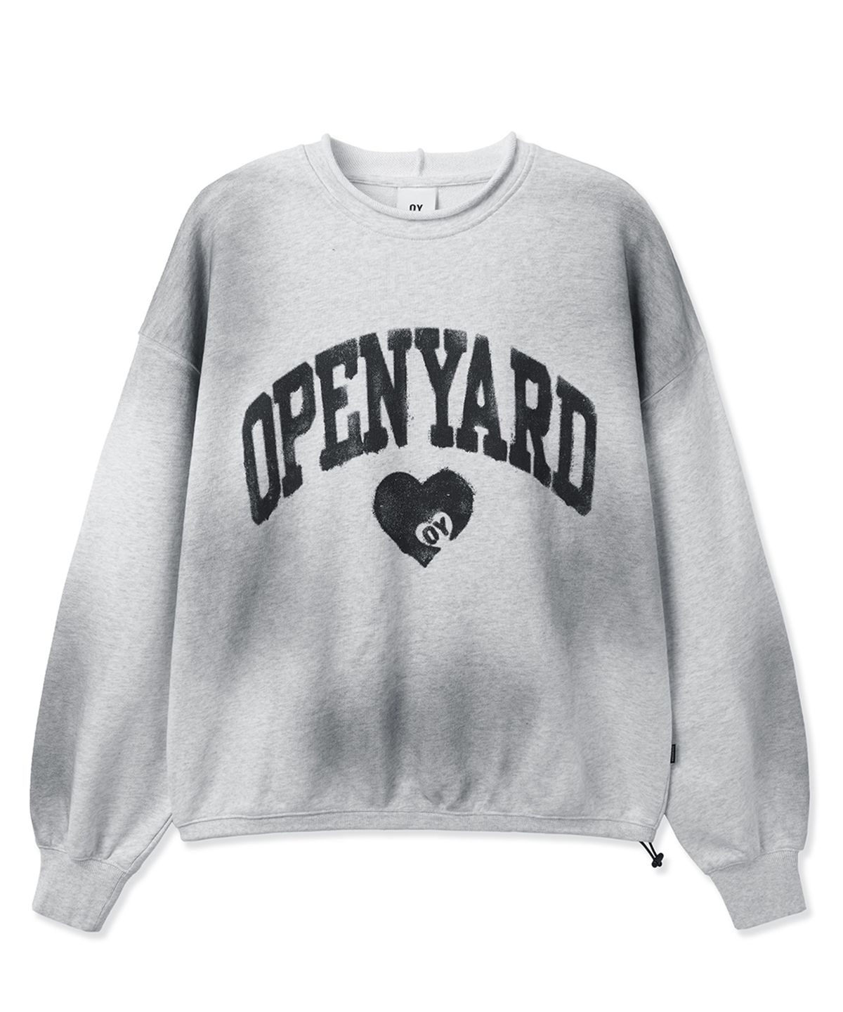 오픈야드(오와이)(OPENYARD(OY)) VINTAGE WASHED HEART CREWNECK - LIGHT MELANGE