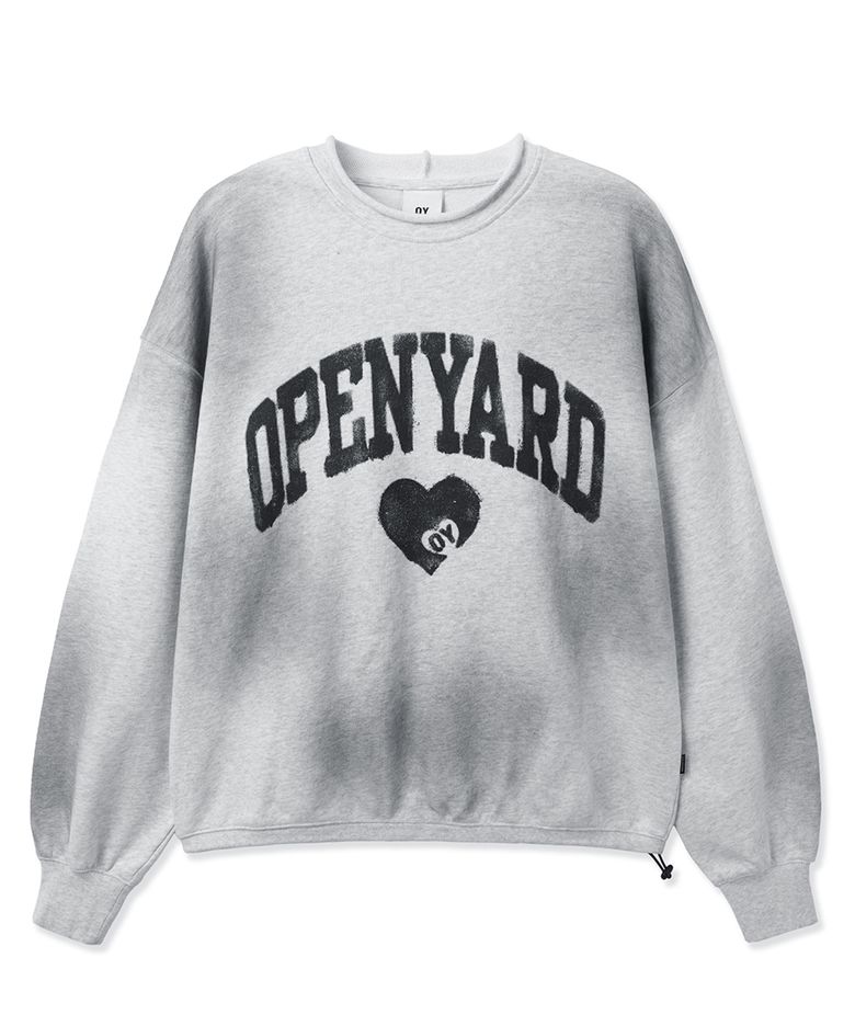 VINTAGE WASHED HEART CREWNECK - LIGHT MELANGE