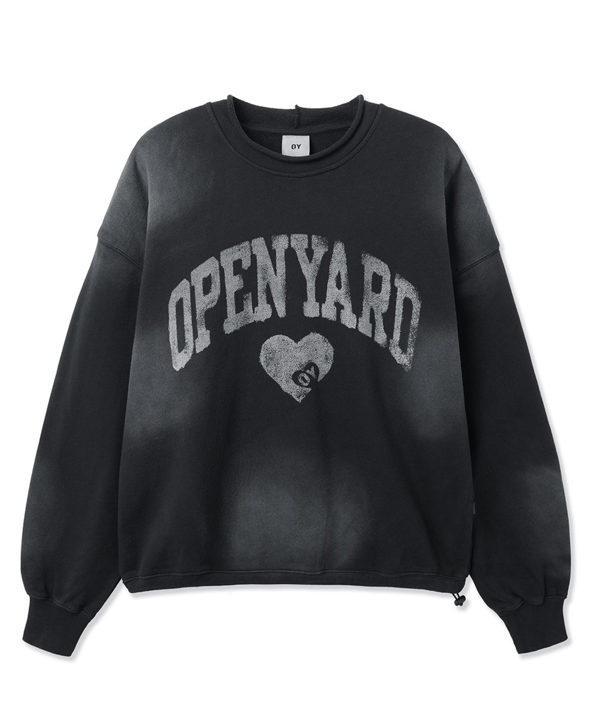 오픈야드(오와이)(OPENYARD(OY)) VINTAGE WASHED HEART CREWNECK - BLACK