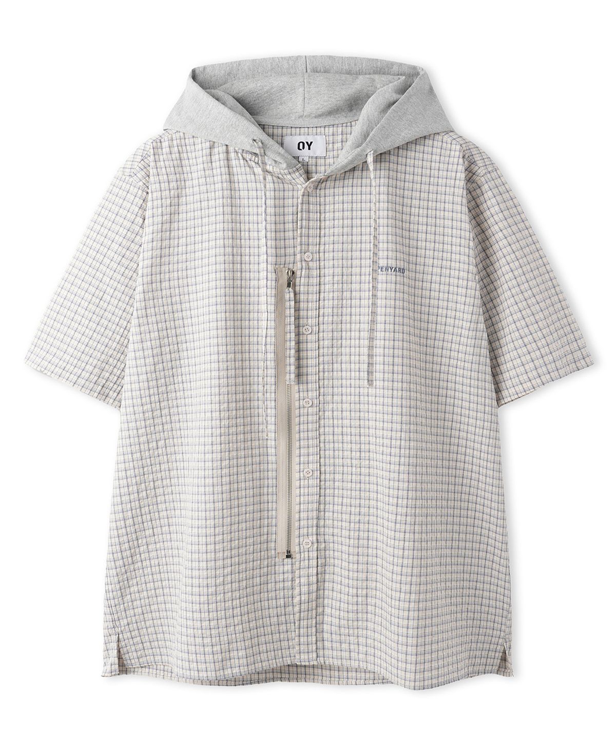 오픈야드(오와이)(OPENYARD(OY)) CHECK ZIP HOODIE S/S SHIRT - CREAM