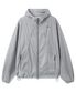 CURVED ZIPPER LIGHT SHELL JACKET - LIGHT GREY