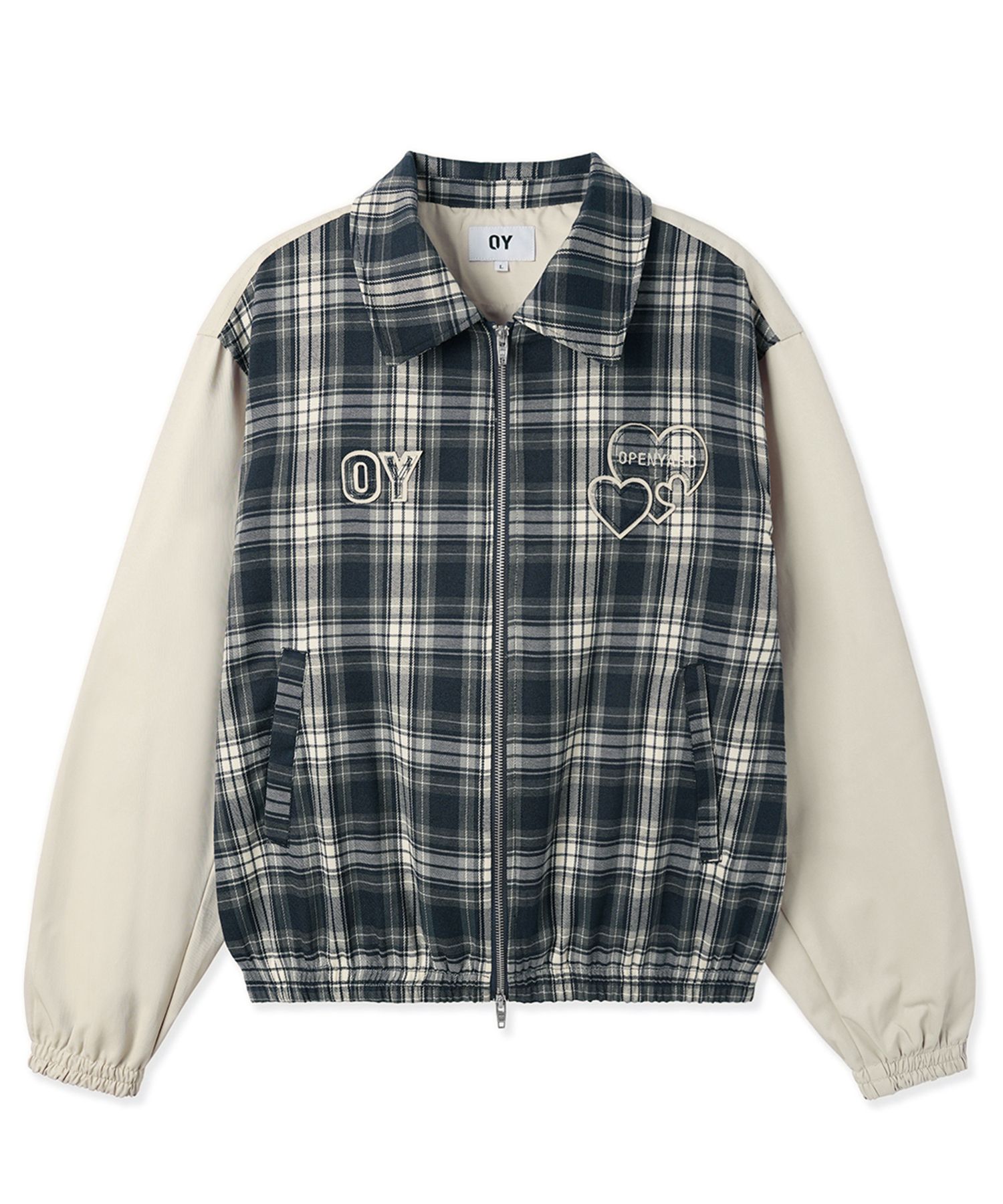 ★OY★CHECK HALF MIX JACKET - BEIGE★正規品/韓国直送料込 MUSINSA | OY CHECK HALF MIX JACKET - BEIGE