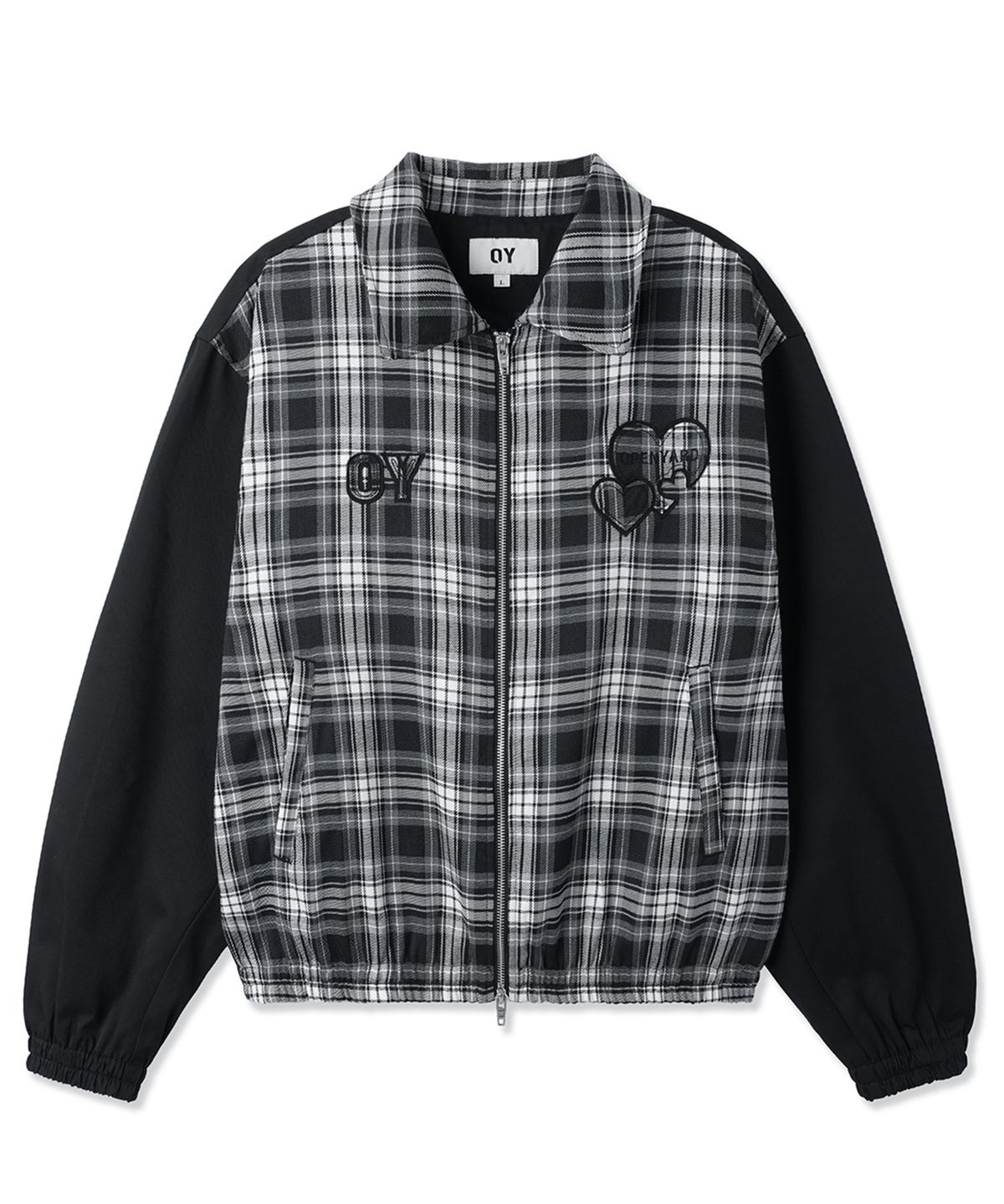 오픈야드(오와이)(OPENYARD(OY)) CHECK HALF MIX JACKET - BLACK