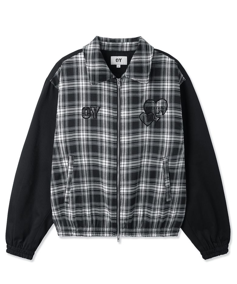 CHECK HALF MIX JACKET - BLACK
