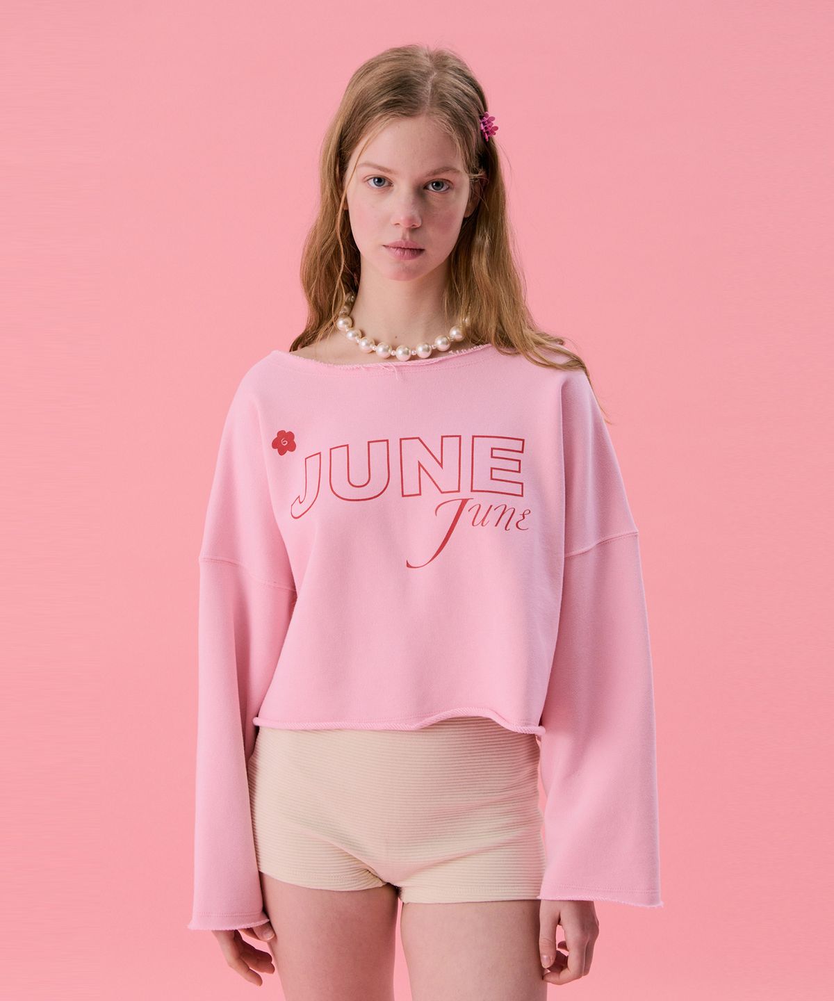 준준스페이스(JUNEJUNE SPACE) VOL11.Lawcut Mini Sweat_Lightpink(VOL11.로컷 미니 스웨트_라이트핑크)