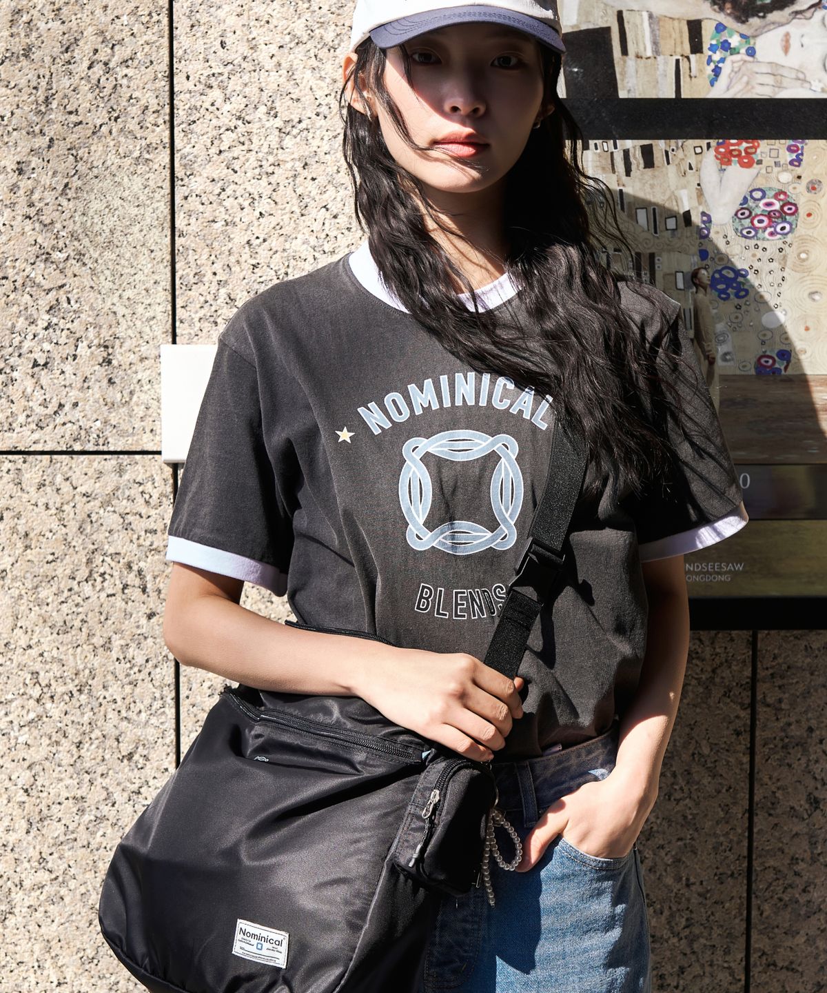 노미니컬(NOMINICAL) Nominical Blends 프린트 링거 반팔 티셔츠(차콜)