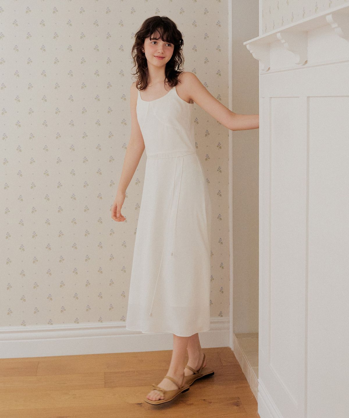 어다울(ADAUL) Jacquard rope belt long dress - ivory