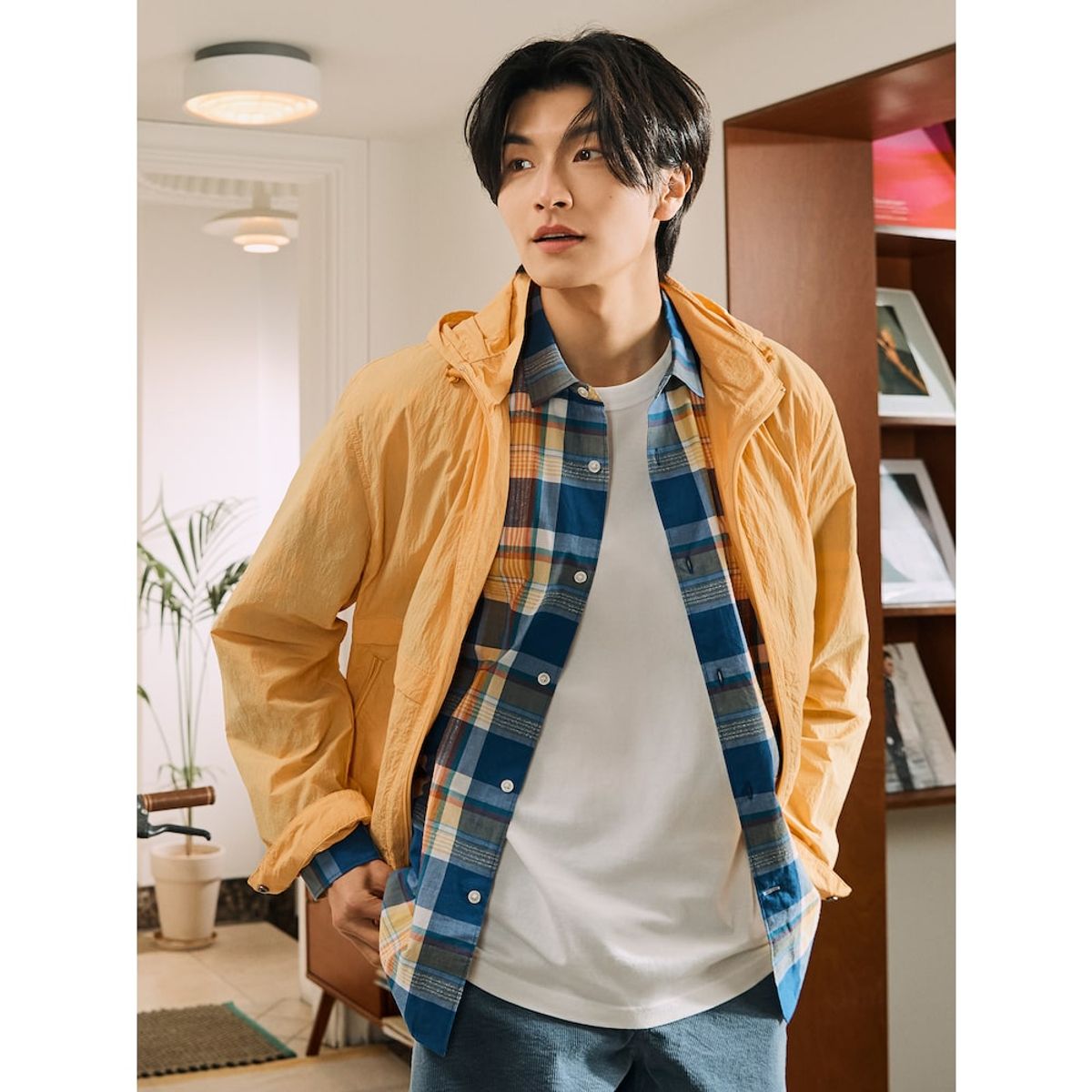 빈폴 멘(BEANPOLE MEN) 마드라스 체크 셔츠  오렌지