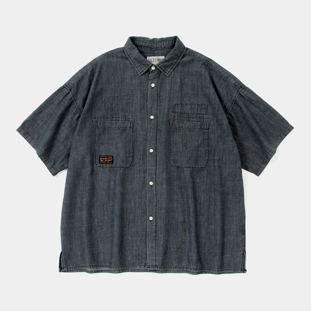 컬럼비아 유니버시티(COLUMBIA UNIVERSITY) SL-LABEL BIG POCKET DENIM S/S SHIRTS 블랙데님