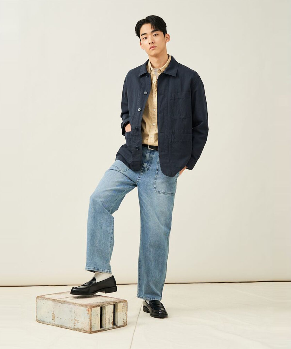 빈폴 멘(BEANPOLE MEN) 가먼트다잉 워크 재킷  네이비 (BC5211C13R)