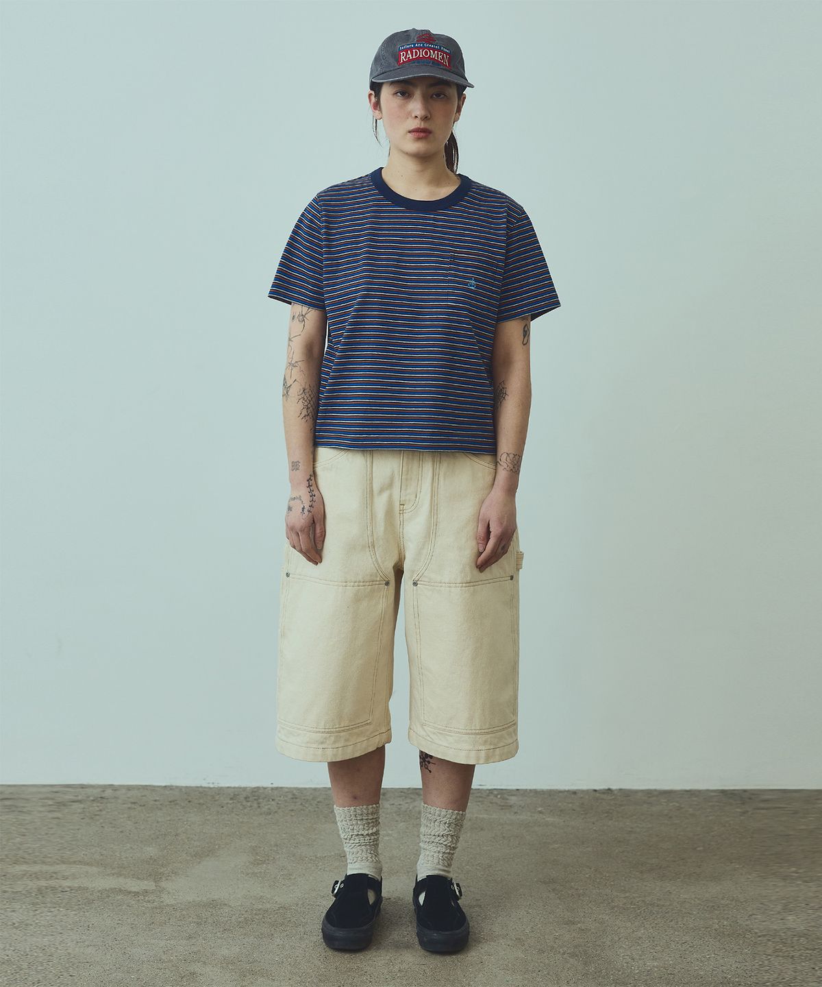 유니폼브릿지(UNIFORM BRIDGE) bermuda carpenter denim shorts 12.5oz(womens) natural