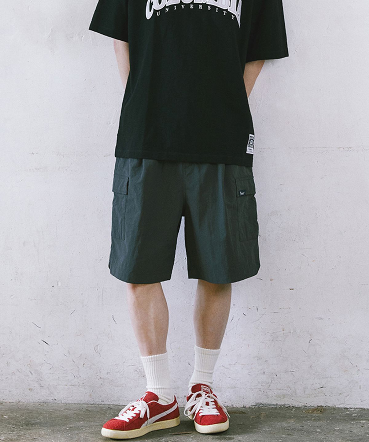 컬럼비아 유니버시티(COLUMBIA UNIVERSITY) STREET LABEL LOOSE FIT CARGO BERMUDA SHORTS PANTS 차콜