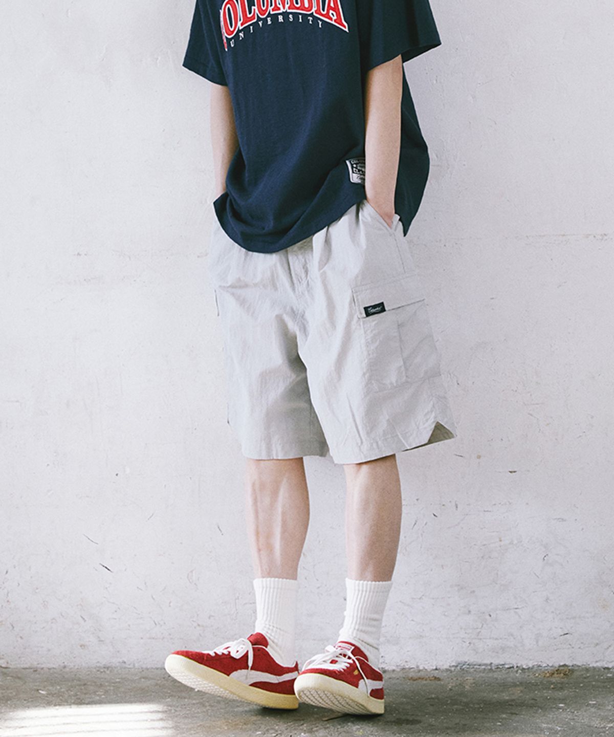 컬럼비아 유니버시티(COLUMBIA UNIVERSITY) STREET LABEL LOOSE FIT CARGO BERMUDA SHORTS PANTS 라이트그레이
