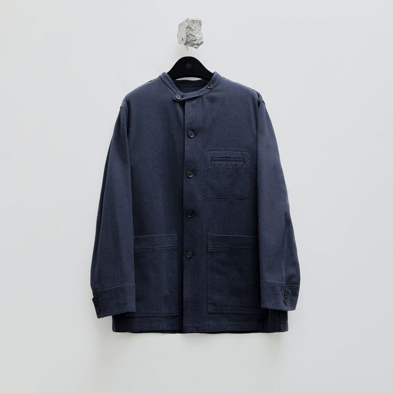 Stand Collar Work Jacket - Dark Navy