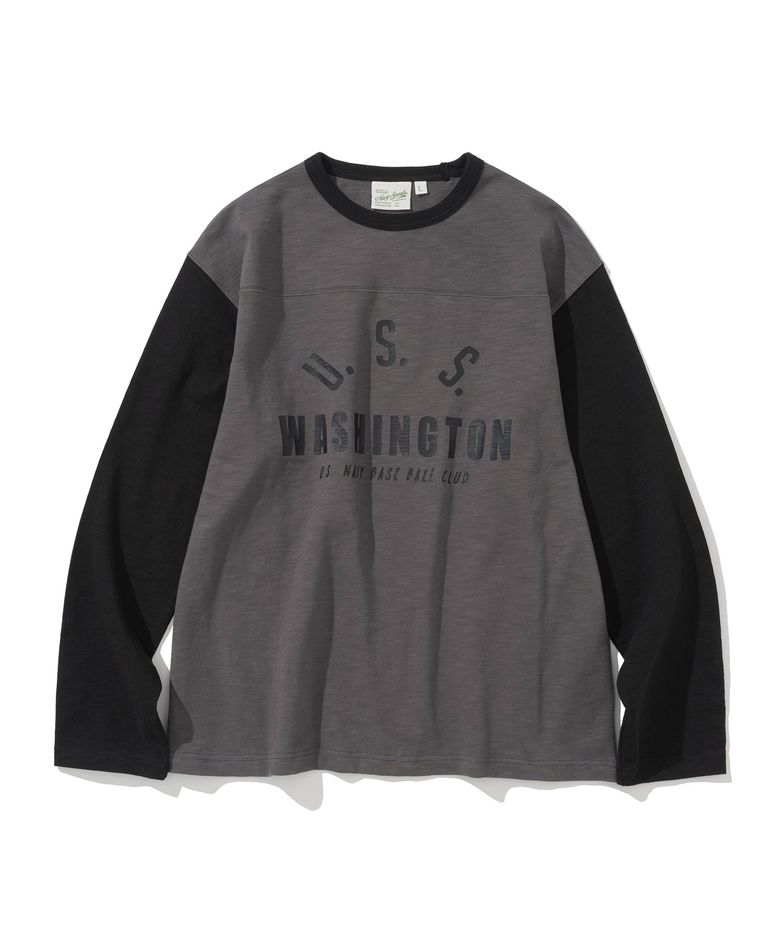 baseball two tone l/s tee charcoal