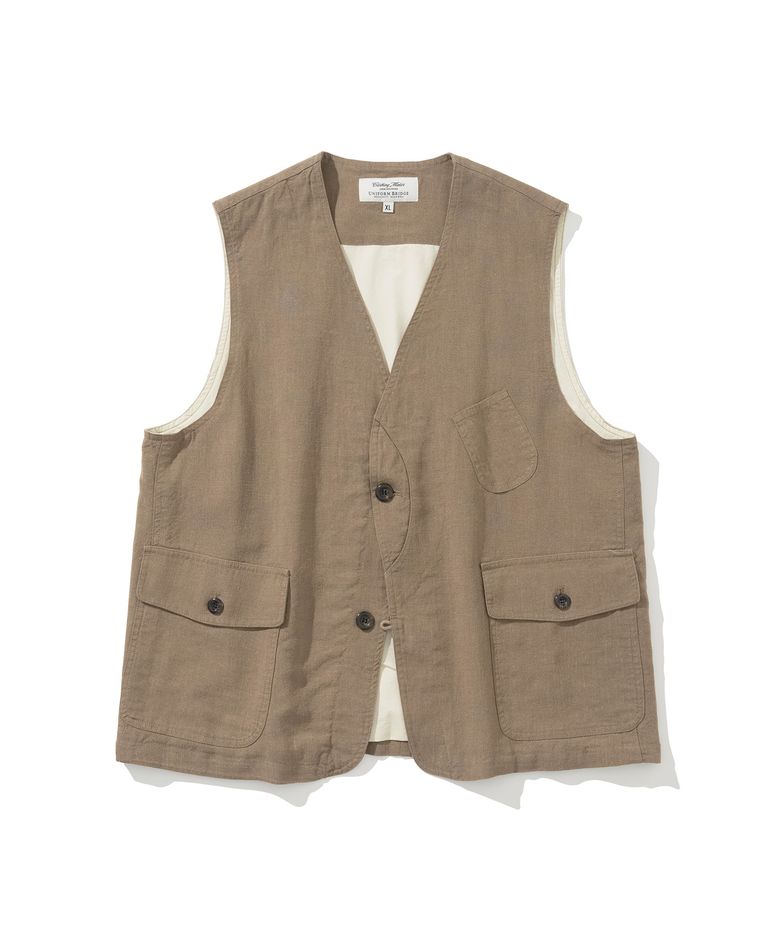 linen hunting vest khakish beige