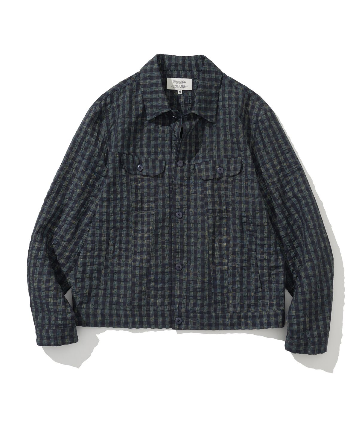 유니폼브릿지(UNIFORM BRIDGE) type-3 check trucker jacket navy