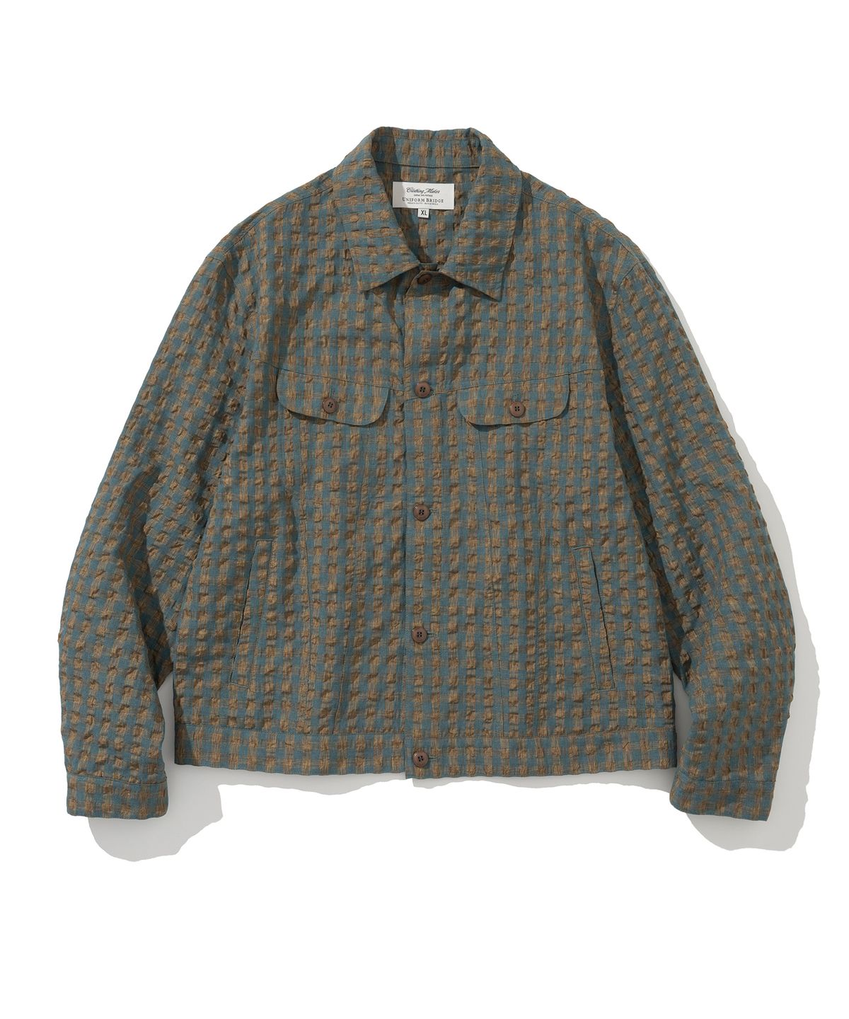 유니폼브릿지(UNIFORM BRIDGE) type-3 check trucker jacket green