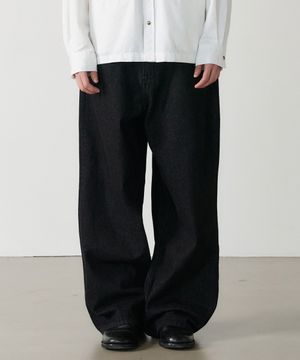 wide denim pants (black)