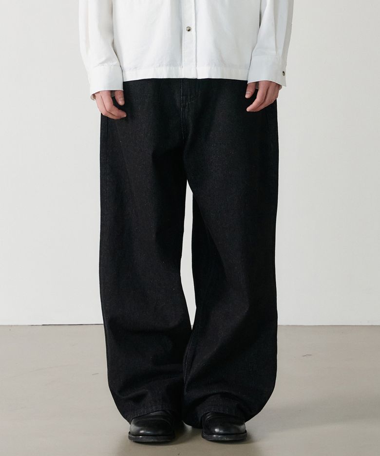 wide denim pants (black)