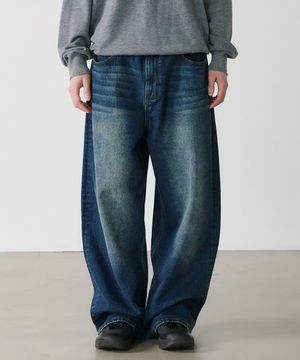 wide denim pants (blue)