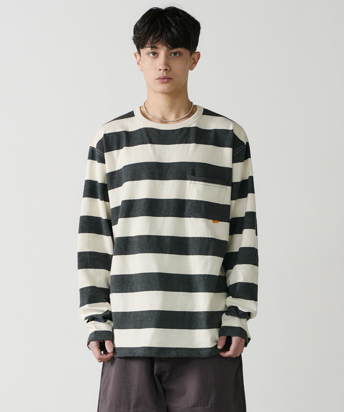 노운(NOUN) stripe long sleeves (charcoal)