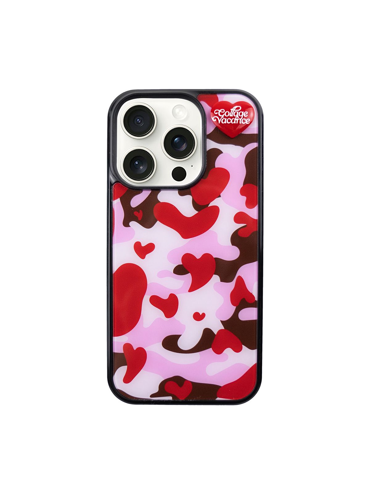 꼴라주바캉스(COLLAGEVACANCE) Camo Love Pendant Glass Bumper Case - Red (폰케이스)