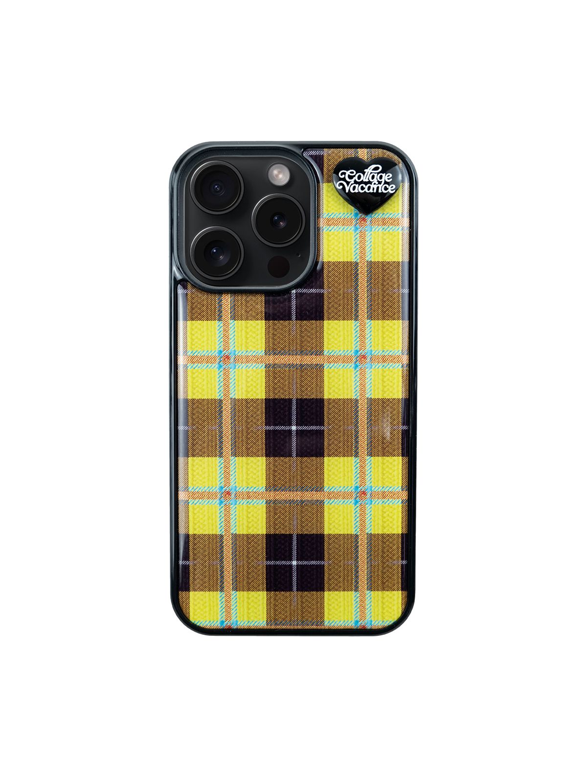 꼴라주바캉스(COLLAGEVACANCE) Tartan Hug Pendant Epoxy Case  -Yellow Check (에폭시 폰케이스)
